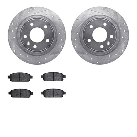 DYNAMIC FRICTION CO 7302-47064, Rotors-Drilled and Slotted-Silver with 3000 Series Ceramic Brake Pads, Zinc Coated 7302-47064